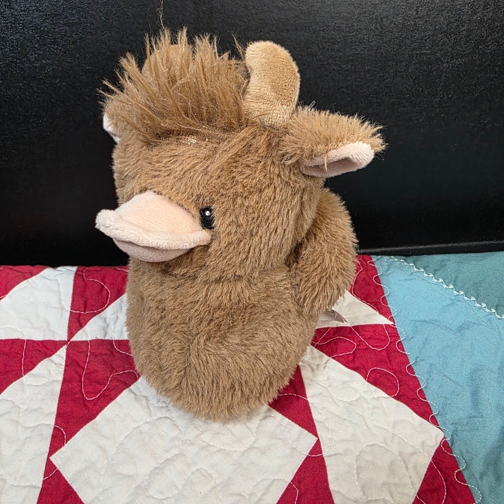 Highland Cow Platypus Plush Rubber Duck Hybrid 7" Brown Whimsical Stuffed Animal